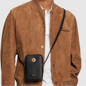 VERSACE Medusa Biggie Pebbled Leather Crossbody Bag